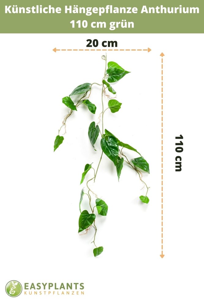 Künstliche Hängepflanze Anthurium 110 cm Easyplants - grün