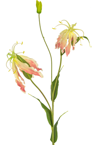 Kunstig blomst gloriosa 81 cm pink/hvid