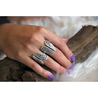 Zilveren BOHO ring Angel wings