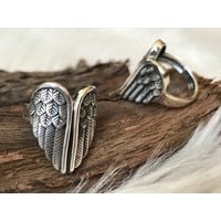Zilveren BOHO ring Angel wings