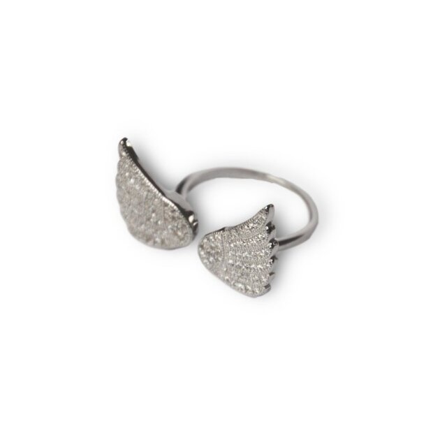 Zilveren Angel wings  ring zirkonia