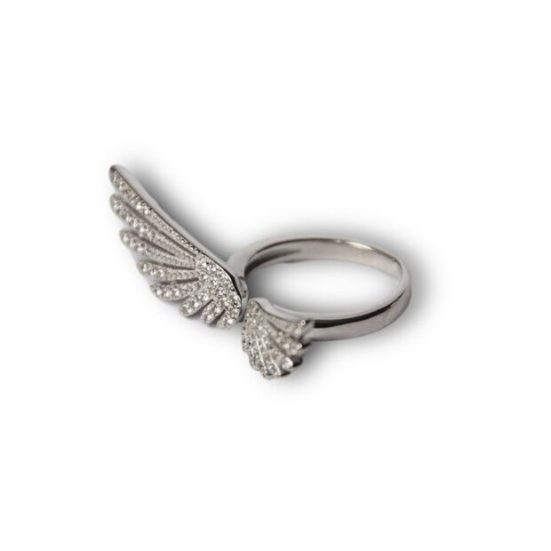 Zilveren ring Angel wing zirkonia
