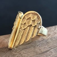 Boho ring Angel Wings goldplated