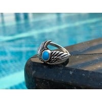 Zilveren Angelwings ring turquoise