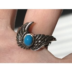 Zilveren Angelwings ring turquoise