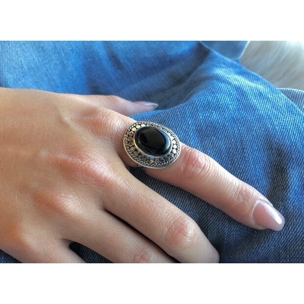 Zilveren ring met Black Onyx