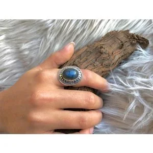 Zilveren ring Labradoriet Seela