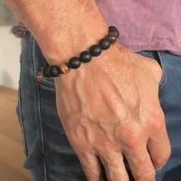 Kralen armband Matte Onyx en tigereye