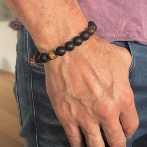 Kralen armband Matte Onyx en tigereye