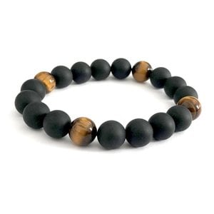 Kralen armband Matte Onyx en Tijgeroog Kralen armband Matte Onyx en Tijgeroog