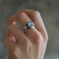 Zilveren ring Leaf Moonstone