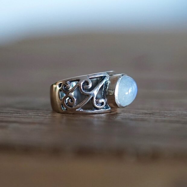 Zilveren ring Paisley Moonstone