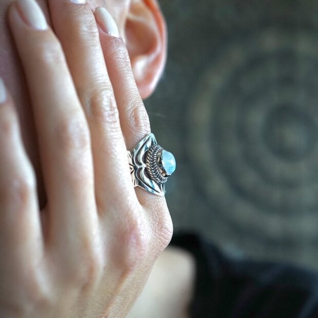 Zilveren ring Moonstone Angelica