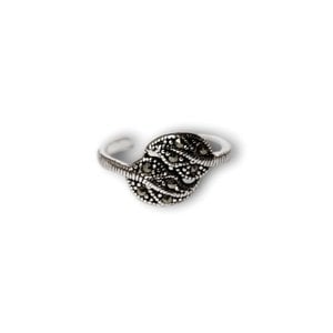 Zilveren ring Leaf Bali style (upper finger)