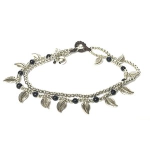 Enkelbandje Leaf (zwart)