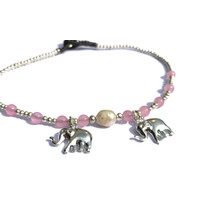 Enkelbandje zoetwaterparel olifant roze