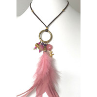 Feather festival ketting Pink