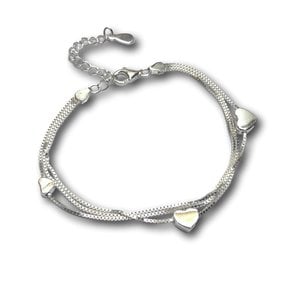 Zilveren armband Triple heart