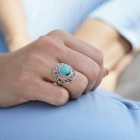 Zilveren ring Turquoise Antira