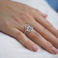 Zilveren BOHO ring Lotus