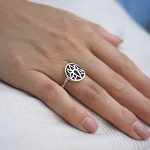 Zilveren BOHO ring Lotus
