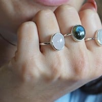 Zilveren ring Labradoriet Lily
