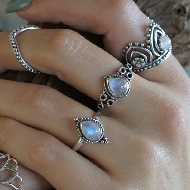 Zilveren Maansteen ring Roxanne