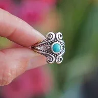 Zilveren Boho ring Indira Turquoise