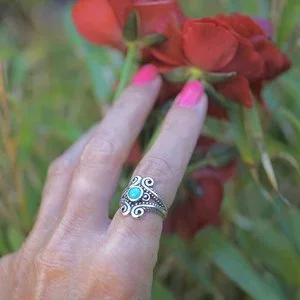 Zilveren Boho ring Indira Turquoise
