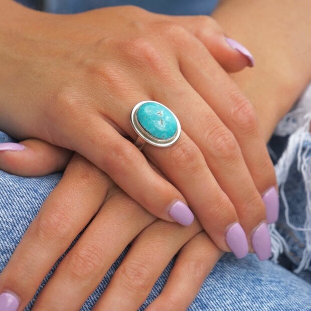 Zilveren ring Turquoise Elle