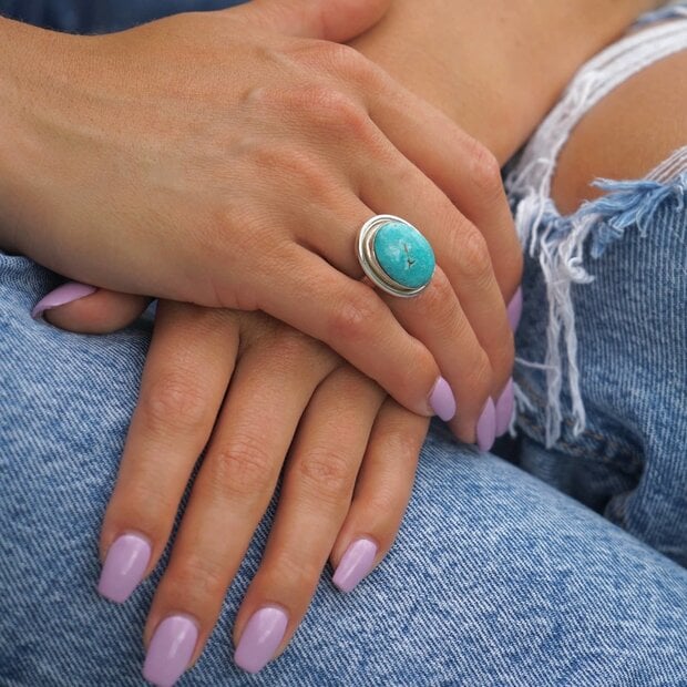 Zilveren ring Turquoise Elle