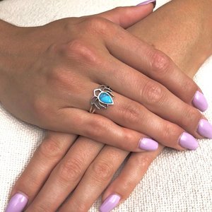 Zilveren ring Lotus skyblue