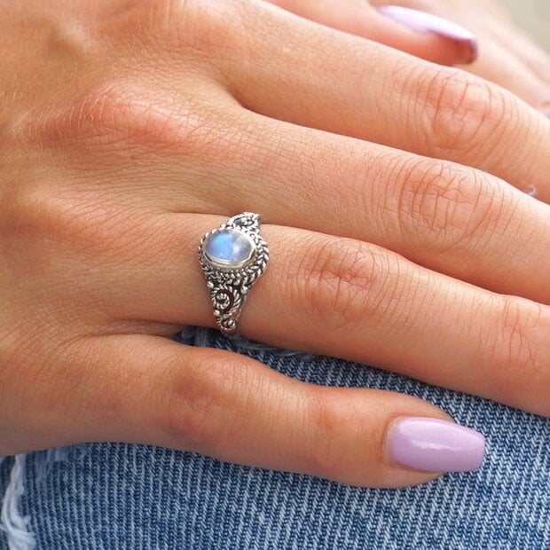 Zilveren ring maansteen Amy