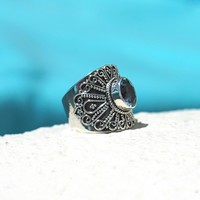 Zilveren Boho ring Topaas