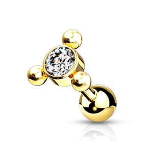 Piercing zirkonia triangle gold dot