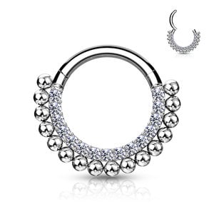 Piercing sparkling hoop silvy