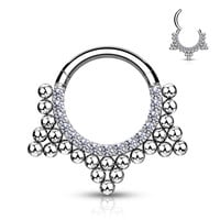 Piercing sparkling dot hoop silvy