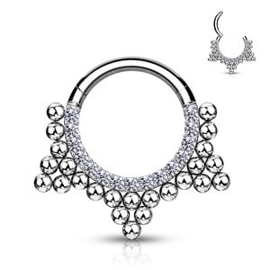 Piercing sparkling dot hoop silvy