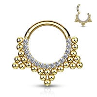 Piercing sparkling dot hoop goldy