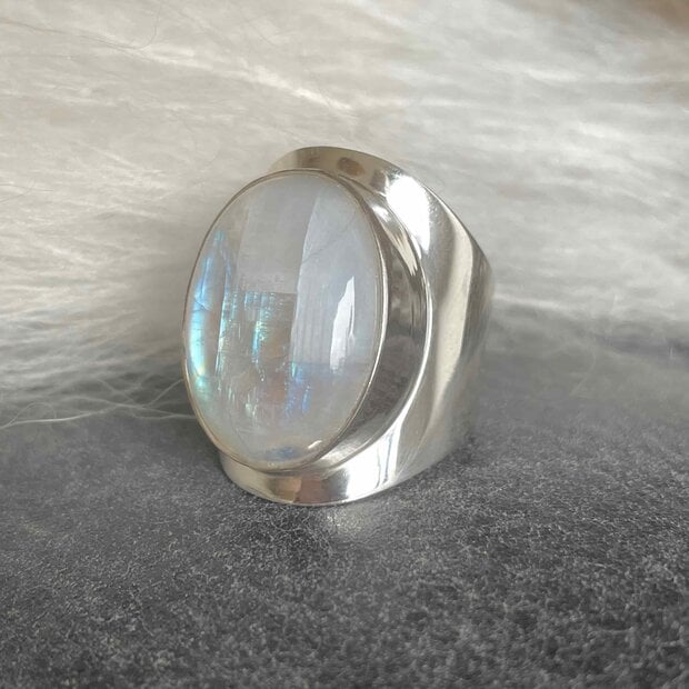 Zilveren Maansteen ring Anello