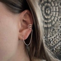 Zilveren chain earcuff Tre