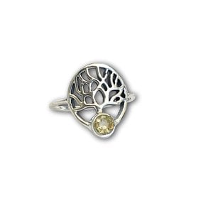 Zilveren ring Citrien tree of life
