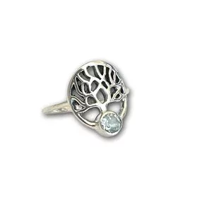 Zilveren ring Green amethist tree of life