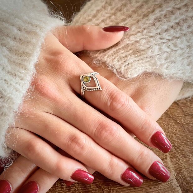 Zilveren ring Paisley Peridot