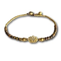 Enkelbandje lotus tiger-eye