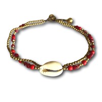 Enkelbandje schelp rood