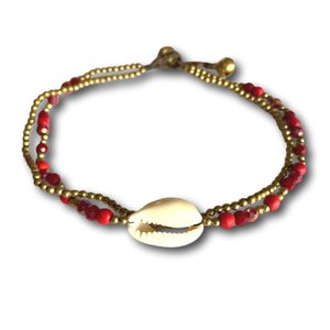 Enkelbandje schelp rood