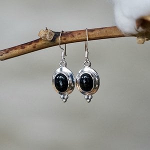 Zilveren oorbellen Black Onyx Rania