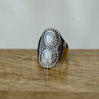 Zilveren ring double Moonstone