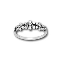Zilveren ring 5 flowers